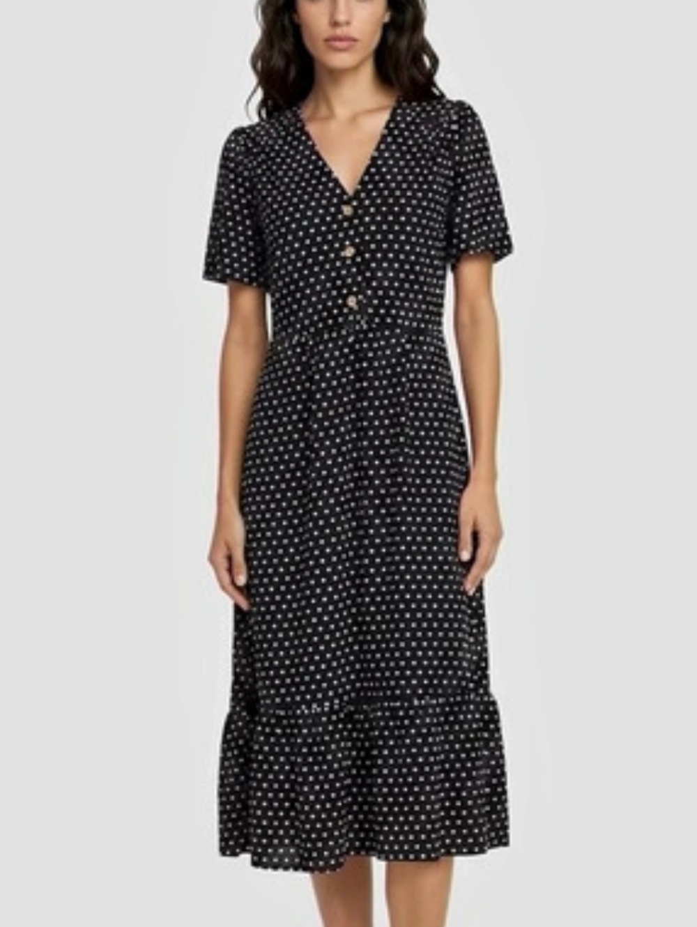 Polka Dot Midi Dress in Black & White